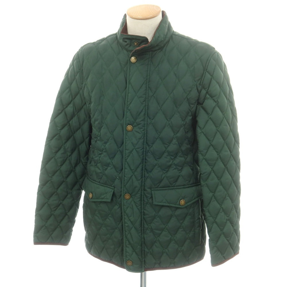 【中古】ブルックスブラザーズ Brooks Brothers ポリエステル キルティング スタンドカラー ダウンジャケット グリーン【 S 】【 状態ランクC 】【 メンズ 】