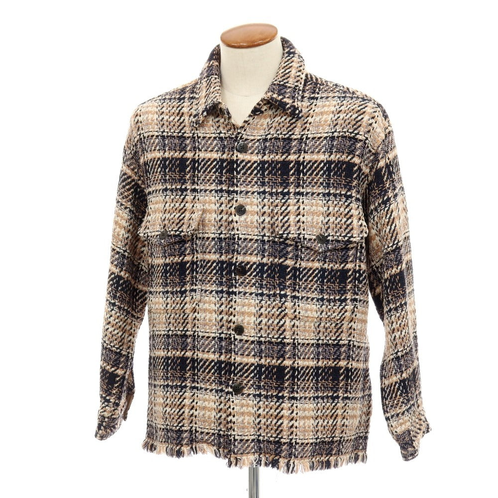 【中古】ビームスライツ BEAMS LIGHTS コットン チェック エクストラウーブン CPO ジャケット ブルゾン ブラウンxブラック【サイズM】【 状態ランクB 】【 メンズ 】