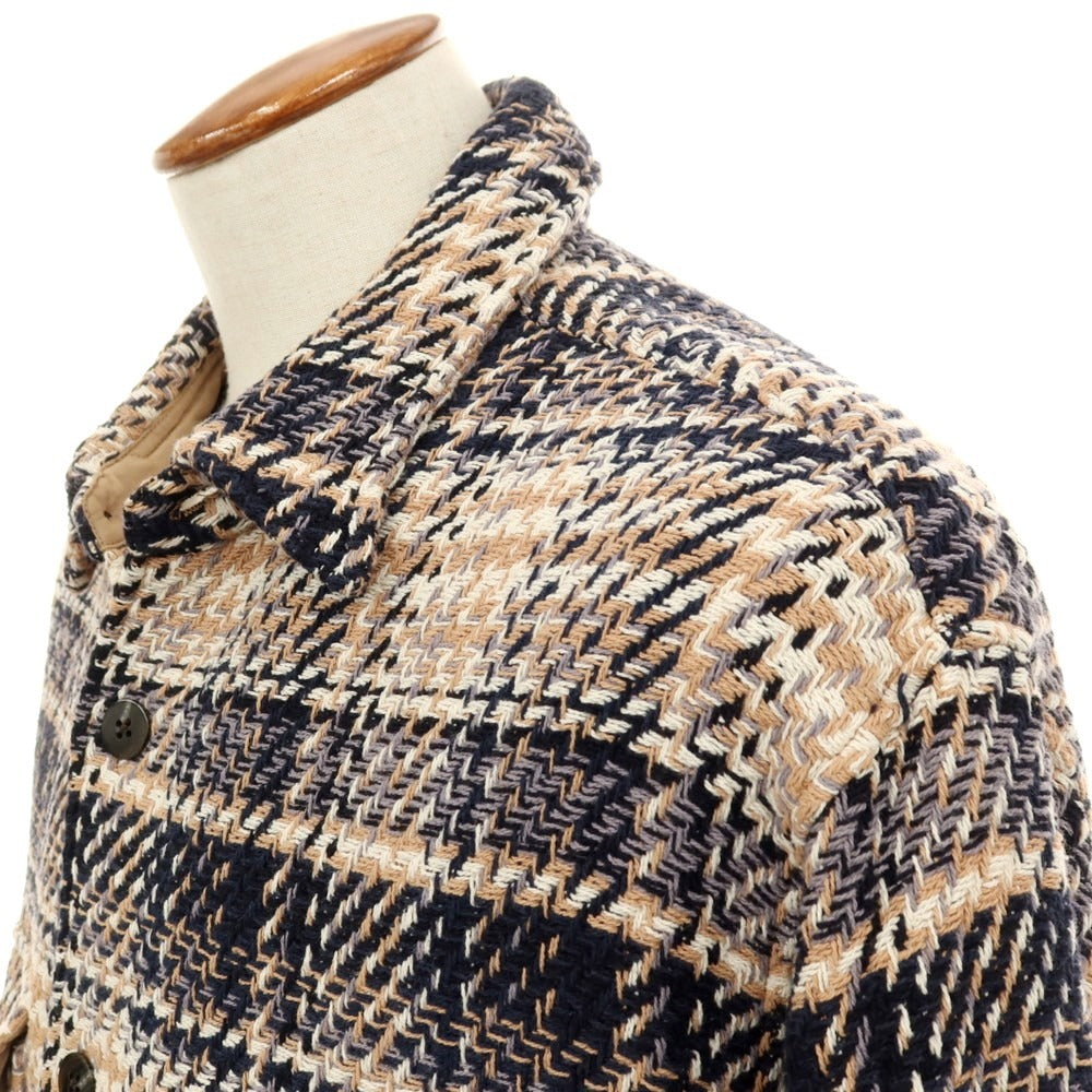 【中古】ビームスライツ BEAMS LIGHTS コットン チェック エクストラウーブン CPO ジャケット ブルゾン ブラウンxブラック【サイズM】【 状態ランクB 】【 メンズ 】