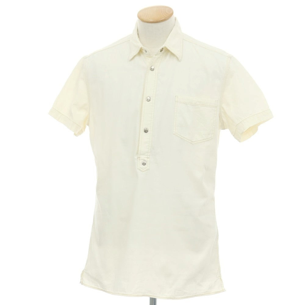 【中古】ハイドロゲン HYDROGEN コットン系 レギュラーカラー プルオーバーシャツ オフホワイト【サイズS】【 状態ランクC 】【 メンズ 】