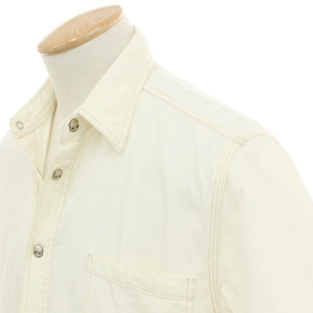 【中古】ハイドロゲン HYDROGEN コットン系 レギュラーカラー プルオーバーシャツ オフホワイト【サイズS】【 状態ランクC 】【 メンズ 】