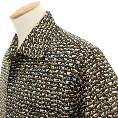 【中古】ジムトンプソン JIM THOMPSON コットン アニマル柄 プリント オープンカラー 半袖シャツ ブラック【サイズSS】【 状態ランクA 】【 メンズ 】