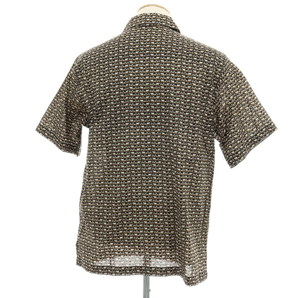 【中古】ジムトンプソン JIM THOMPSON コットン アニマル柄 プリント オープンカラー 半袖シャツ ブラック【サイズSS】【 状態ランクA 】【 メンズ 】