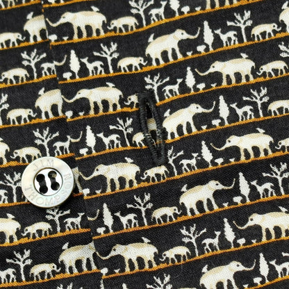 【中古】ジムトンプソン JIM THOMPSON コットン アニマル柄 プリント オープンカラー 半袖シャツ ブラック【サイズSS】【 状態ランクA 】【 メンズ 】