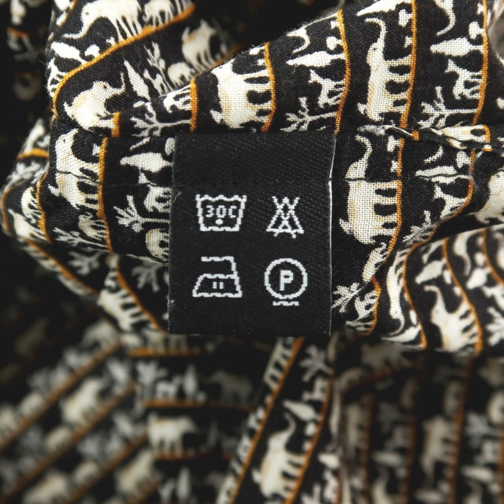 【中古】ジムトンプソン JIM THOMPSON コットン アニマル柄 プリント オープンカラー 半袖シャツ ブラック【サイズSS】【 状態ランクA 】【 メンズ 】