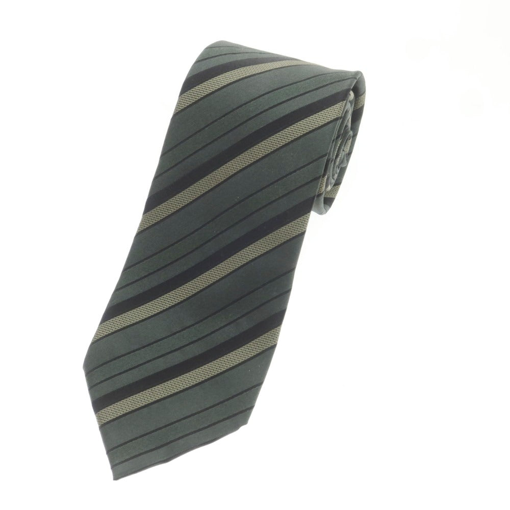 【中古】ダーバン D’URBAN シルク ストライプ柄ネクタイ グリーンxブラック【 状態ランクB 】【 メンズ 】