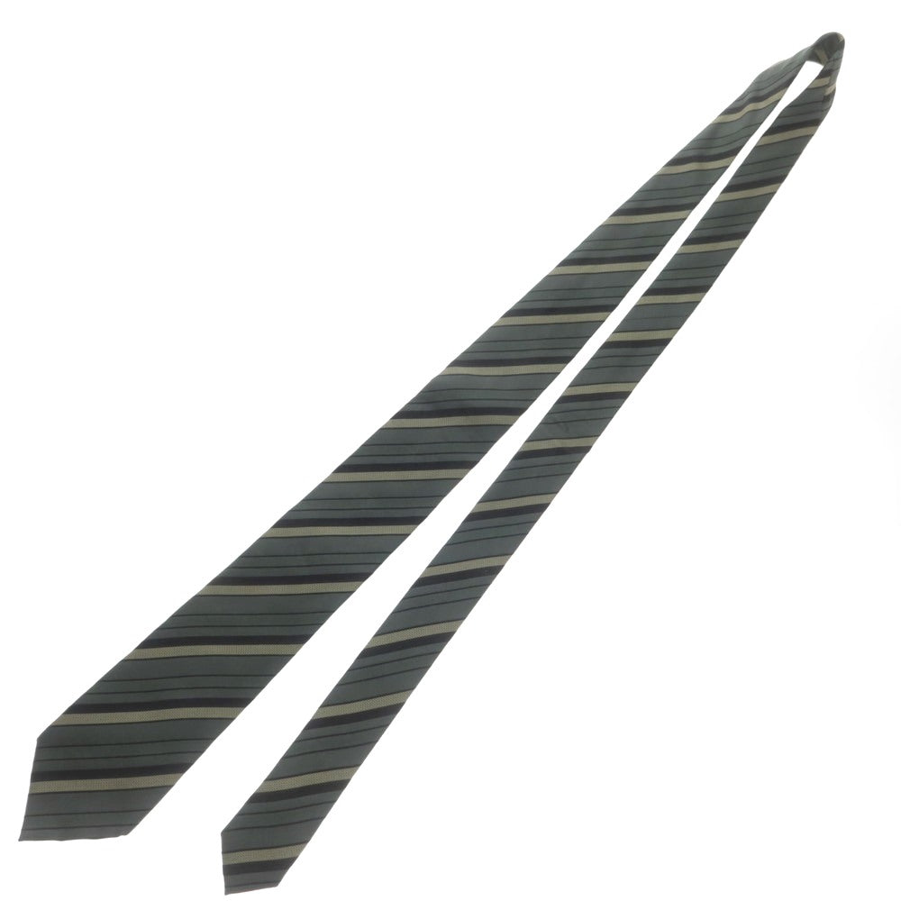 【中古】ダーバン D’URBAN シルク ストライプ柄ネクタイ グリーンxブラック【 状態ランクB 】【 メンズ 】