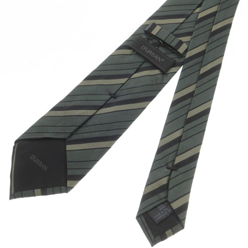 【中古】ダーバン D’URBAN シルク ストライプ柄ネクタイ グリーンxブラック【 状態ランクB 】【 メンズ 】