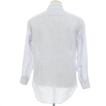 【中古】ダノリス DANOLIS リネン ストライプ ワイドカラー カジュアルシャツ ホワイトxパープルネイビー【サイズS】【 状態ランクC 】【 メンズ 】