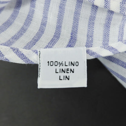 【中古】ダノリス DANOLIS リネン ストライプ ワイドカラー カジュアルシャツ ホワイトxパープルネイビー【サイズS】【 状態ランクC 】【 メンズ 】