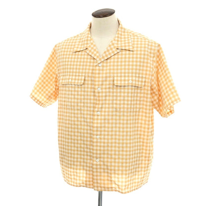 【中古】サタデーズ ニューヨークシティ Saturdays NYC ポリエステルコットンレーヨン ギンガムチェック オープンカラー 半袖シャツ ベージュxホワイト【サイズXL】【 状態ランクB 】【 メンズ 】