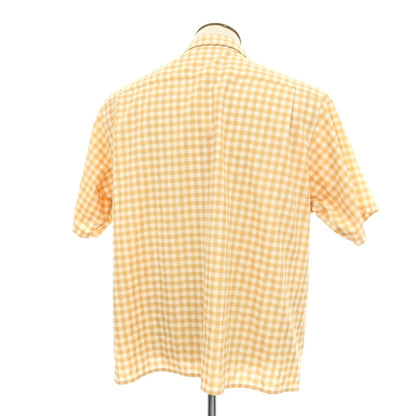 【中古】サタデーズ ニューヨークシティ Saturdays NYC ポリエステルコットンレーヨン ギンガムチェック オープンカラー 半袖シャツ ベージュxホワイト【サイズXL】【 状態ランクB 】【 メンズ 】