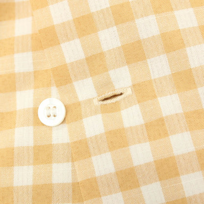 【中古】サタデーズ ニューヨークシティ Saturdays NYC ポリエステルコットンレーヨン ギンガムチェック オープンカラー 半袖シャツ ベージュxホワイト【サイズXL】【 状態ランクB 】【 メンズ 】