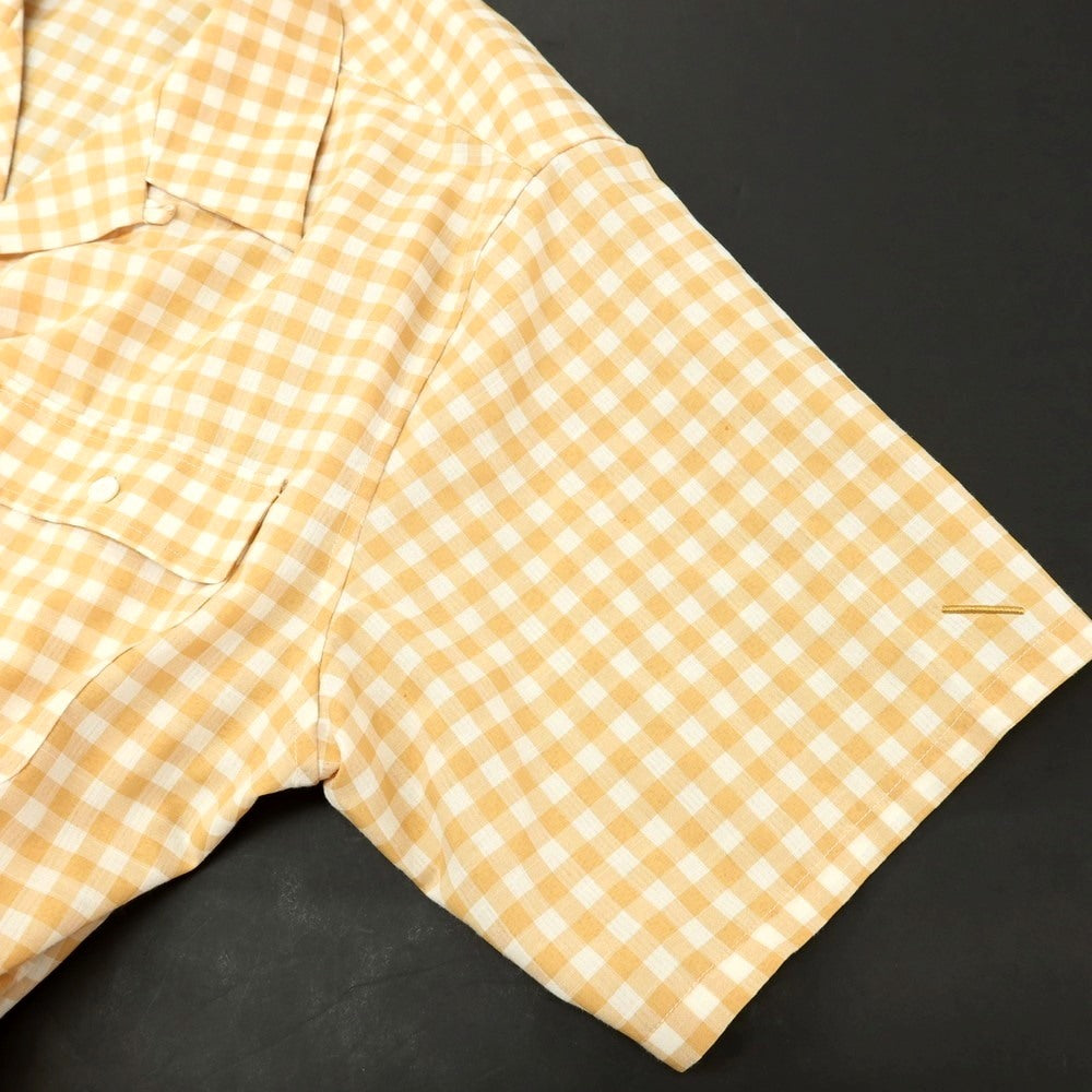 【中古】サタデーズ ニューヨークシティ Saturdays NYC ポリエステルコットンレーヨン ギンガムチェック オープンカラー 半袖シャツ ベージュxホワイト【サイズXL】【 状態ランクB 】【 メンズ 】