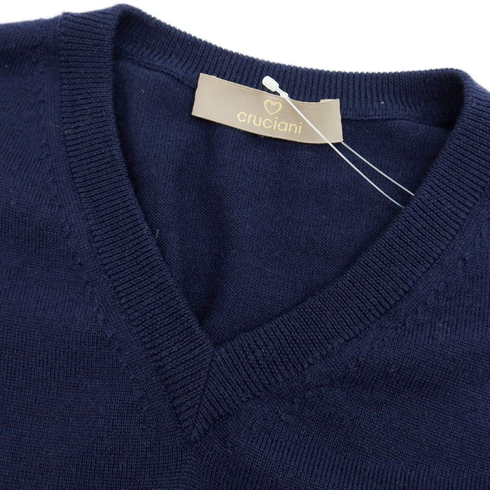 【中古】クルチアーニ CRUCIANI ハイゲージウール Vネックニット ネイビー【 48 】【 状態ランクB 】【 メンズ 】