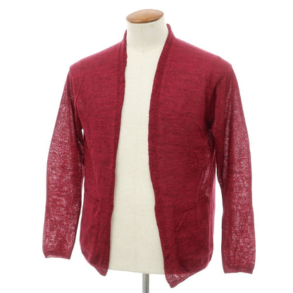 【中古】バーニーズニューヨーク BARNEYS NEWYORK リネンウール ボタンレス カーディガン ワインレッド【サイズM】【 状態ランクB 】【 メンズ 】