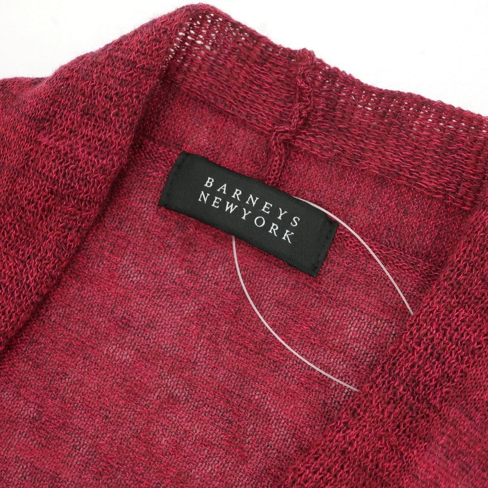 【中古】バーニーズニューヨーク BARNEYS NEWYORK リネンウール ボタンレス カーディガン ワインレッド【サイズM】【 状態ランクB 】【 メンズ 】