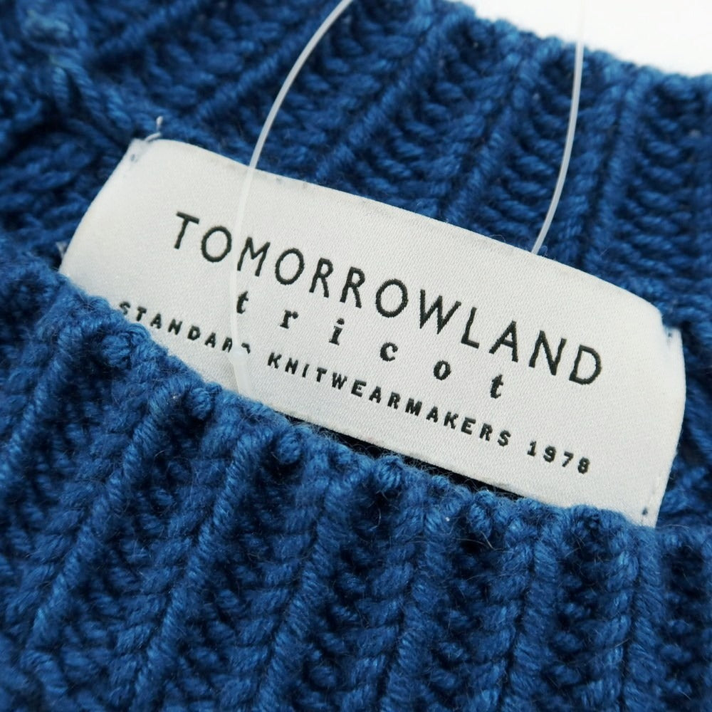 【中古】トゥモローランド TOMORROWLAND ミドルゲージカシミヤシルク プルオーバーニット ブルー系【 M 】【 状態ランクC 】【 メンズ 】