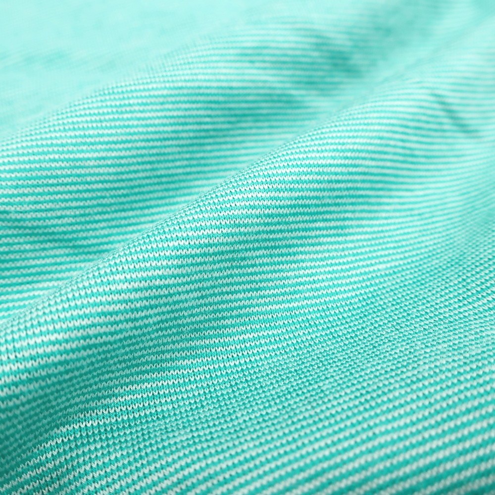 【中古】グランサッソ GRAN SASSO コットン マイクロボーダー クルーネック 半袖Ｔシャツ ブルーグリーン【サイズ48】【 状態ランクC 】【 メンズ 】
