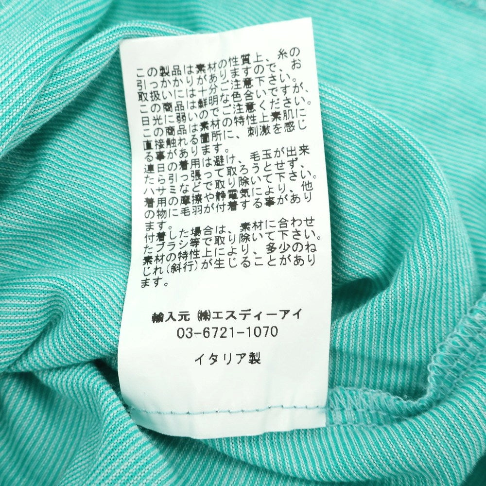 【中古】グランサッソ GRAN SASSO コットン マイクロボーダー クルーネック 半袖Ｔシャツ ブルーグリーン【サイズ48】【 状態ランクC 】【 メンズ 】