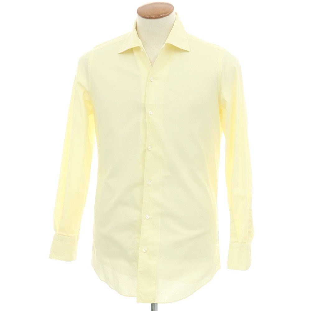 【中古】フィナモレ Finamore コットン ワイドカラー ドレスシャツ ライトイエロー【 39 】【 状態ランクC 】【 メンズ 】