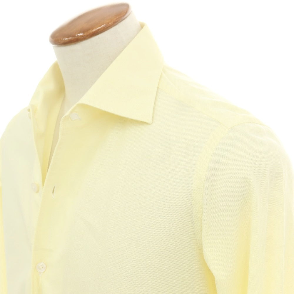 【中古】フィナモレ Finamore コットン ワイドカラー ドレスシャツ ライトイエロー【 39 】【 状態ランクC 】【 メンズ 】