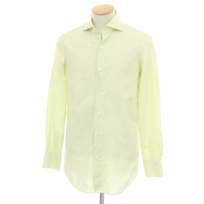 【中古】フィナモレ Finamore コットン ワイドカラー ドレスシャツ ライトグリーン【 38 】【 状態ランクC 】【 メンズ 】