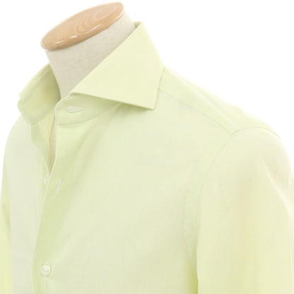 【中古】フィナモレ Finamore コットン ワイドカラー ドレスシャツ ライトグリーン【 38 】【 状態ランクC 】【 メンズ 】