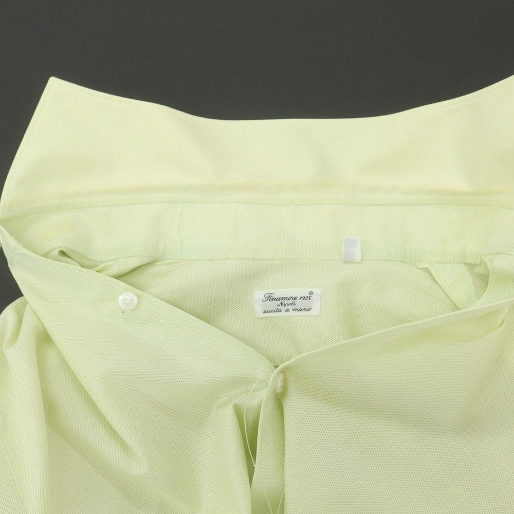 【中古】フィナモレ Finamore コットン ワイドカラー ドレスシャツ ライトグリーン【 38 】【 状態ランクC 】【 メンズ 】