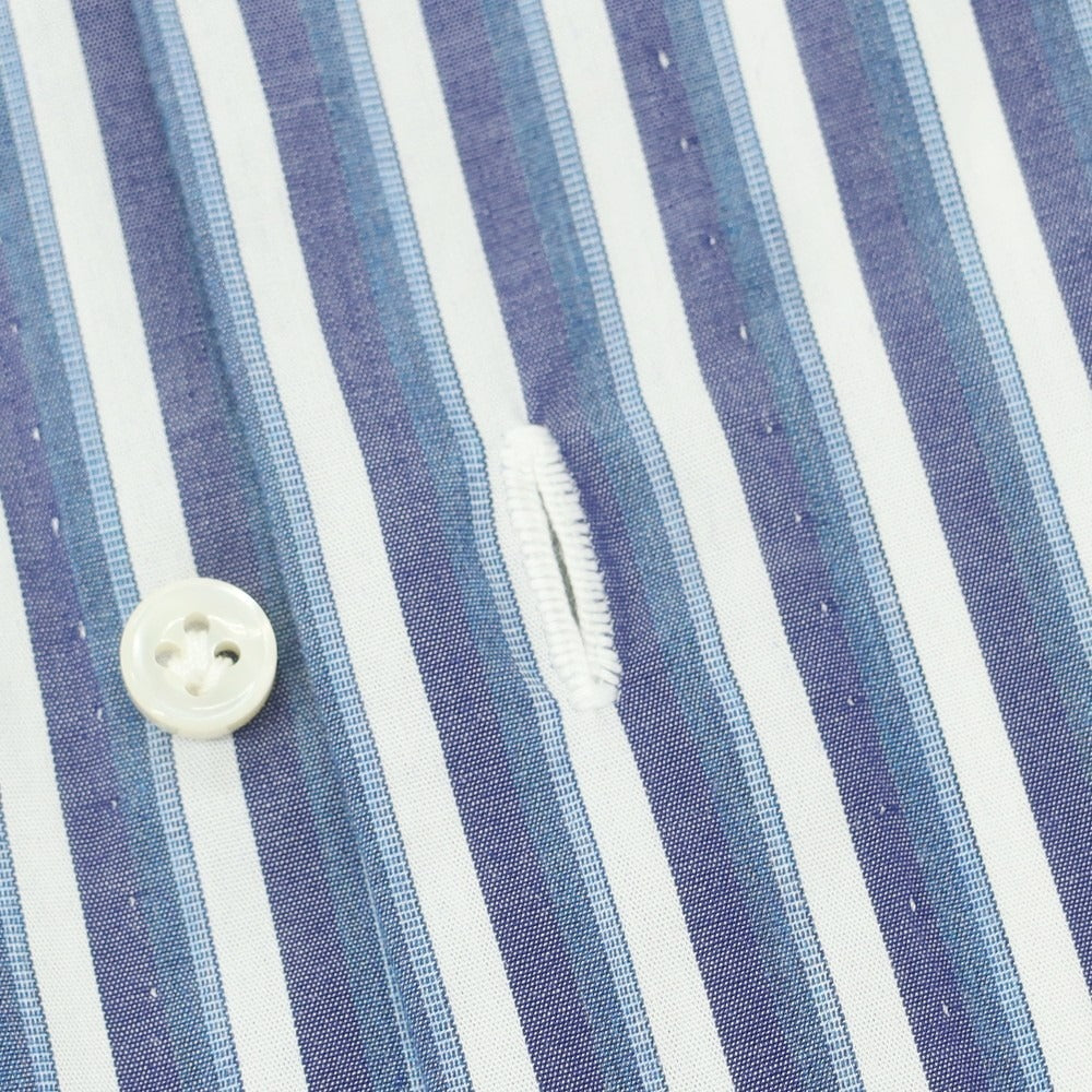 【中古】ルイジ ボレッリ Luigi Borrelli コットン ストライプ ワイドカラー カジュアルシャツ ネイビーxホワイト【 38 】【 状態ランクC 】【 メンズ 】