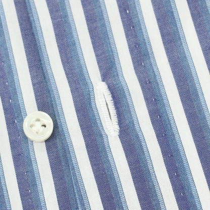 【中古】ルイジ ボレッリ Luigi Borrelli コットン ストライプ ワイドカラー カジュアルシャツ ネイビーxホワイト【 38 】【 状態ランクC 】【 メンズ 】