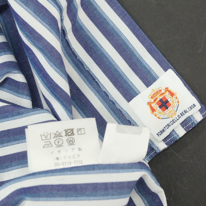 【中古】ルイジ ボレッリ Luigi Borrelli コットン ストライプ ワイドカラー カジュアルシャツ ネイビーxホワイト【 38 】【 状態ランクC 】【 メンズ 】