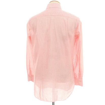 【中古】ルイジ ボレッリ Luigi Borrelli コットン ストライプ ボタンダウン カジュアルシャツ レッドxホワイト【 38 】【 状態ランクC 】【 メンズ 】