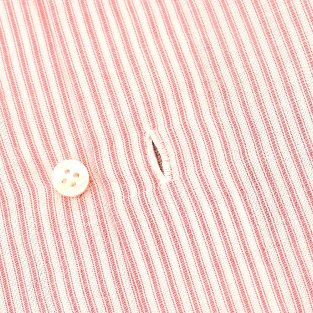 【中古】ルイジ ボレッリ Luigi Borrelli コットン ストライプ ボタンダウン カジュアルシャツ レッドxホワイト【 38 】【 状態ランクC 】【 メンズ 】