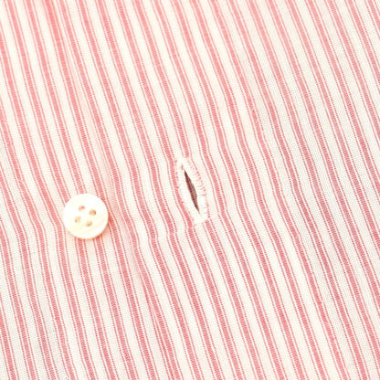 【中古】ルイジ ボレッリ Luigi Borrelli コットン ストライプ ボタンダウン カジュアルシャツ レッドxホワイト【 38 】【 状態ランクC 】【 メンズ 】