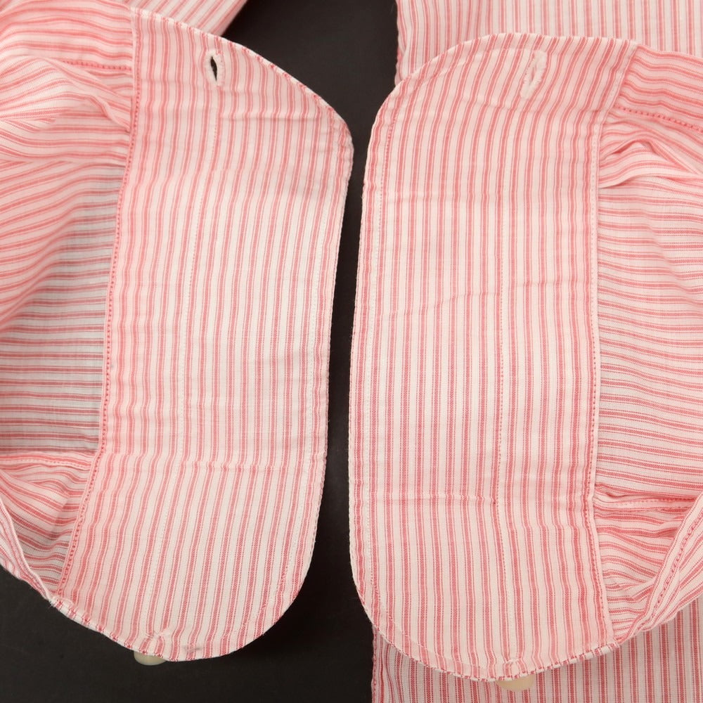 【中古】ルイジ ボレッリ Luigi Borrelli コットン ストライプ ボタンダウン カジュアルシャツ レッドxホワイト【 38 】【 状態ランクC 】【 メンズ 】