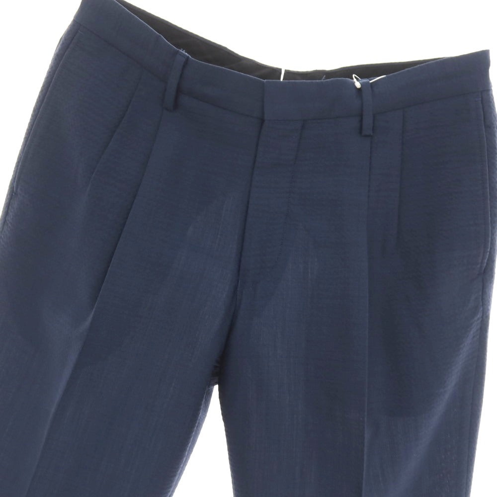 【中古】トゥモローランド TOMORROWLAND PILGRIM ウールポリエステルポリウレタン サッカー調 カジュアルスラックスパンツ ライトネイビー【サイズ46】【 状態ランクB 】【 メンズ 】