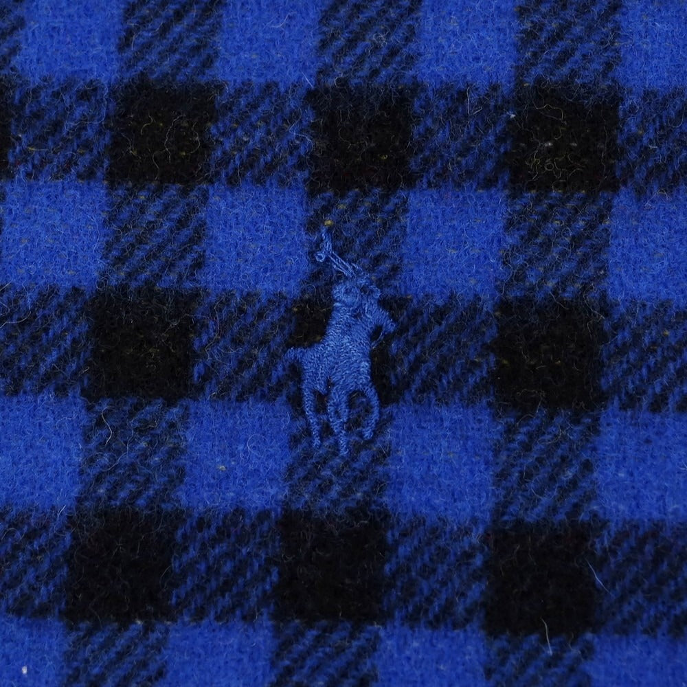 【中古】ポロ ラルフローレン Polo Ralph Lauren リバーシブル ウールナイロン チェック マフラー ブルーxブラック【 状態ランクB 】【 メンズ 】 [BPD]