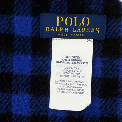【中古】ポロ ラルフローレン Polo Ralph Lauren リバーシブル ウールナイロン チェック マフラー ブルーxブラック【 状態ランクB 】【 メンズ 】