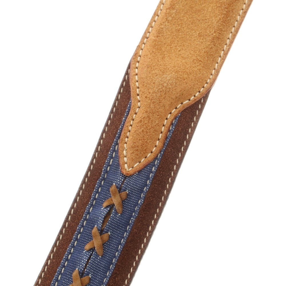 【中古】アンドレアグレコ ANDREA GRECO TOMORROWLAND別注 スエード レザー ベルト ブラウンxシルバー【 85 】【 状態ランクC 】【 メンズ 】