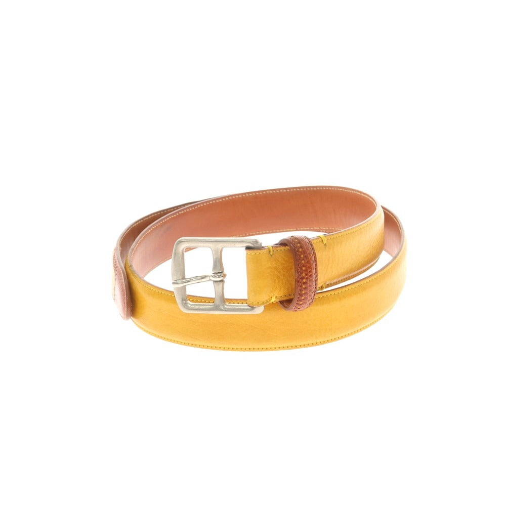 【中古】アンドレアグレコ ANDREA GRECO ESTNATION別注 レザー ベルト イエローxシルバー【 85 】【 状態ランクC 】【 メンズ 】