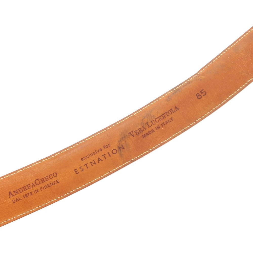 【中古】アンドレアグレコ ANDREA GRECO ESTNATION別注 レザー ベルト イエローxシルバー【 85 】【 状態ランクC 】【 メンズ 】