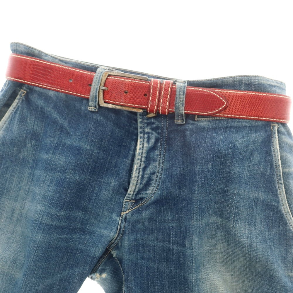 【中古】アンダーソンズ Andersons リザード レザー ベルト レッド【 80 】【 状態ランクC 】【 メンズ 】