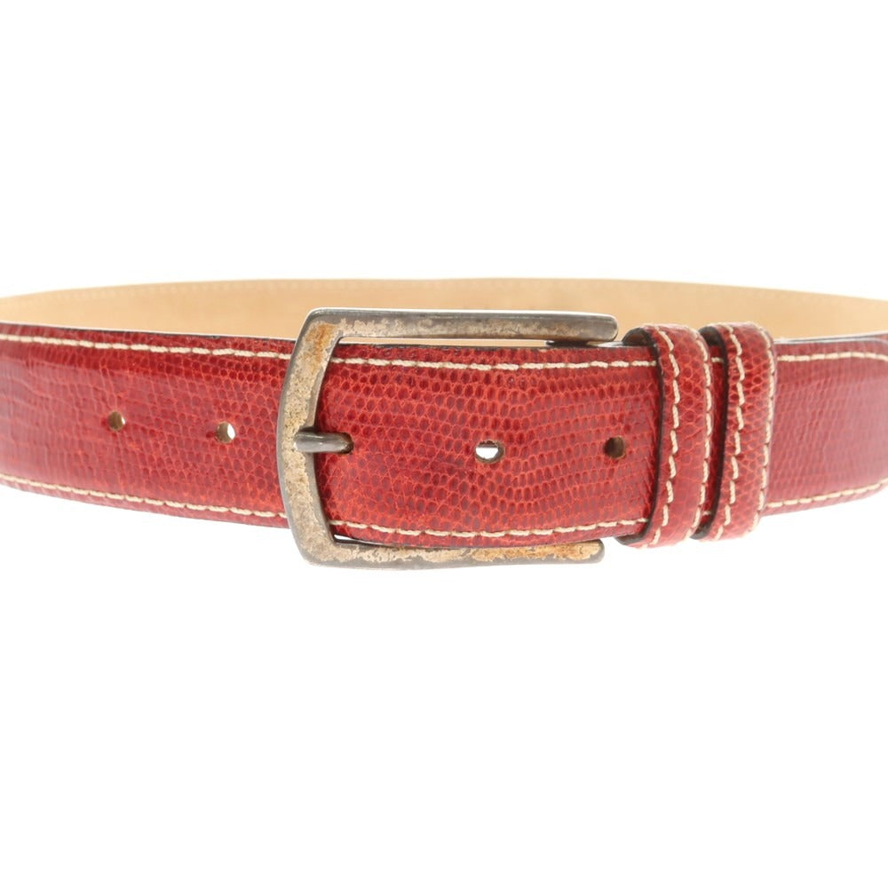【中古】アンダーソンズ Andersons リザード レザー ベルト レッド【 80 】【 状態ランクC 】【 メンズ 】