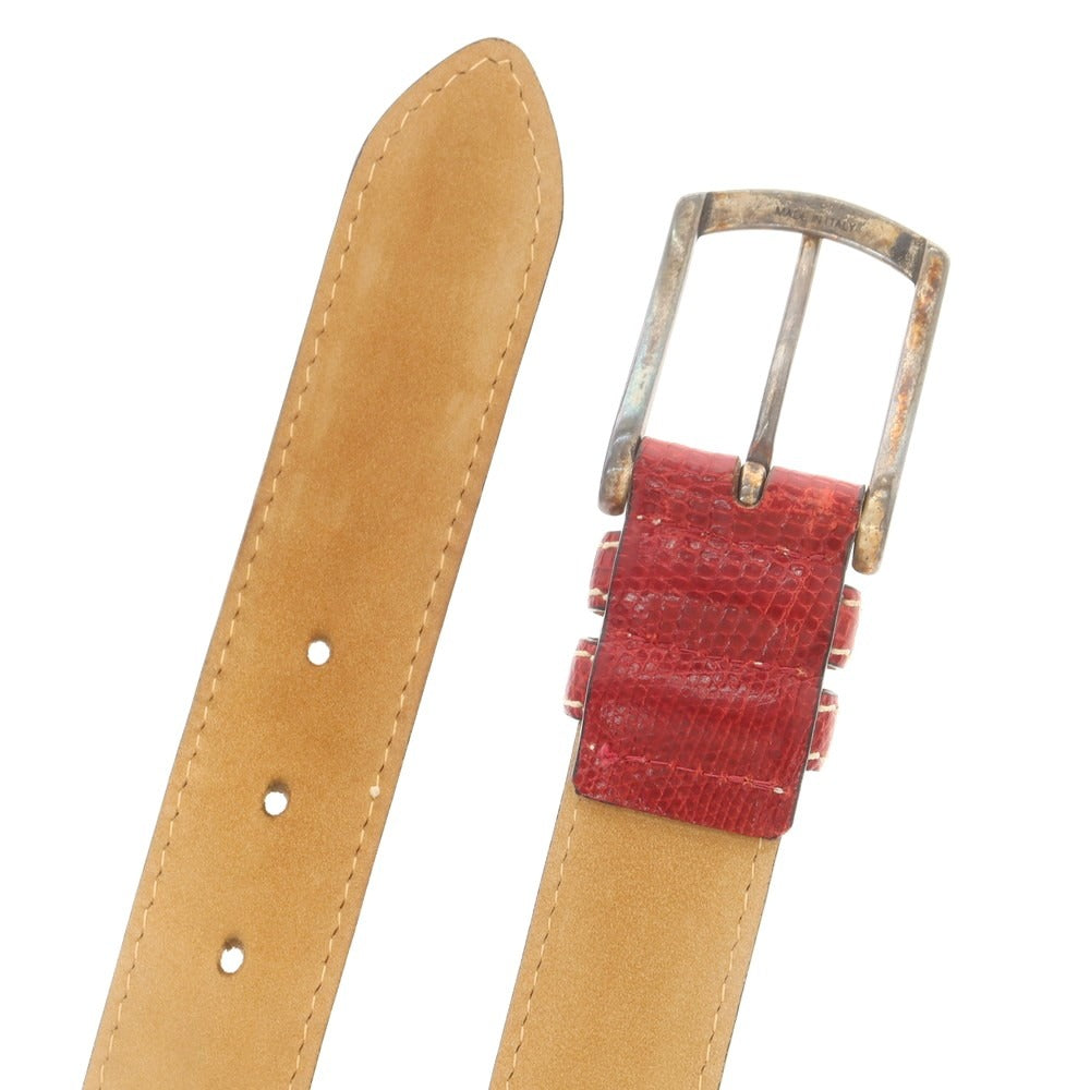 【中古】アンダーソンズ Andersons リザード レザー ベルト レッド【 80 】【 状態ランクC 】【 メンズ 】