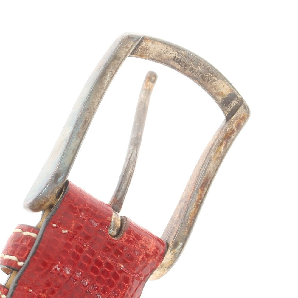 【中古】アンダーソンズ Andersons リザード レザー ベルト レッド【 80 】【 状態ランクC 】【 メンズ 】