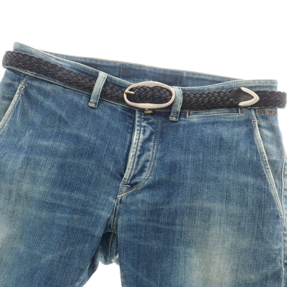 【中古】ダニエルアンドボブ Daniel &amp; Bob スエード レザー メッシュベルト ネイビー【 状態ランクC 】【 メンズ 】