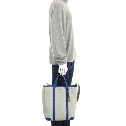 【中古】エティアム ETiAM キャンバス レザー トートバッグ グレーxブルー【 状態ランクC 】【 メンズ 】