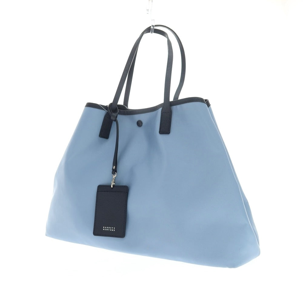 【中古】バーニーズニューヨーク BARNEYS NEWYORK ナイロン レザー トートバッグ ライトブルーxネイビー【 状態ランクC 】【 メンズ 】