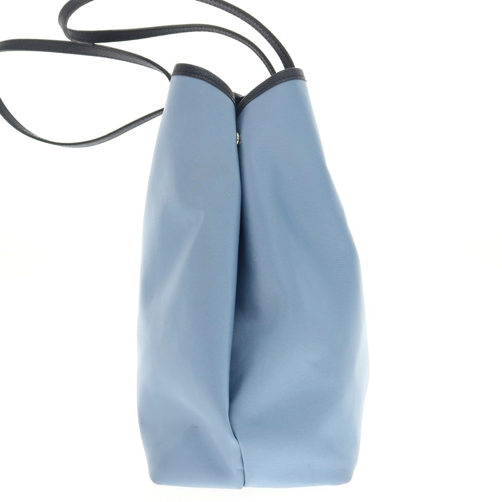 【中古】バーニーズニューヨーク BARNEYS NEWYORK ナイロン レザー トートバッグ ライトブルーxネイビー【 状態ランクC 】【 メンズ 】